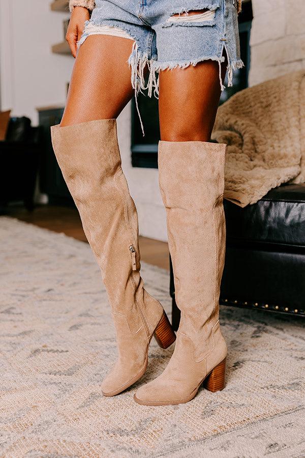 Impressions The Juliet Faux Suede Thigh High Boot In Iced Latte