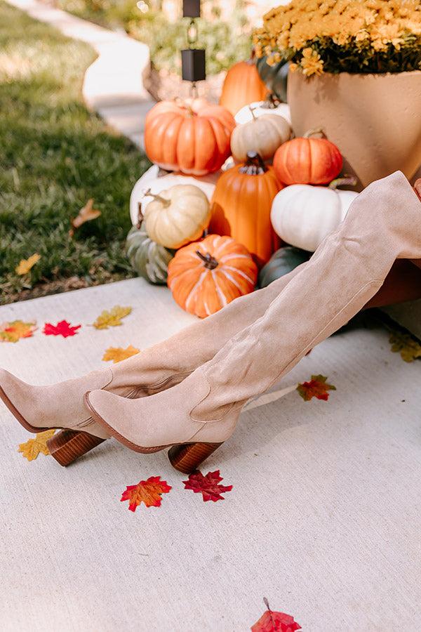 Impressions The Juliet Faux Suede Thigh High Boot In Oatmeal