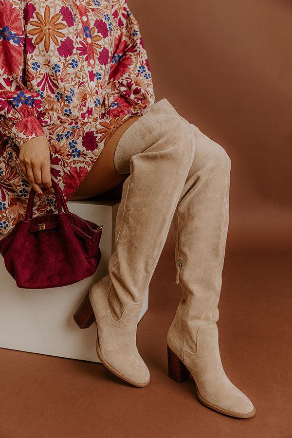 Impressions The Juliet Faux Suede Thigh High Boot in Oatmeal