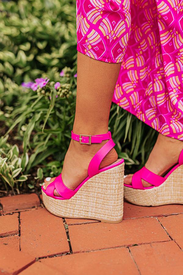 Impressions The Kendal Faux Leather Wedge In Hot Pink