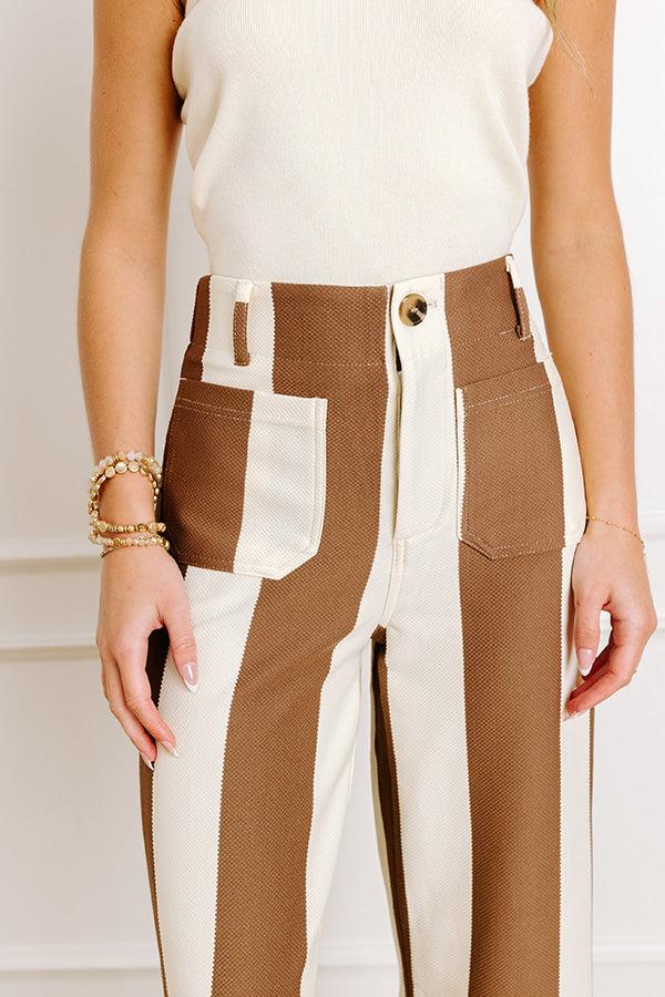 Impressions The Kendal High Waist Stripe Pants In Chocolate
