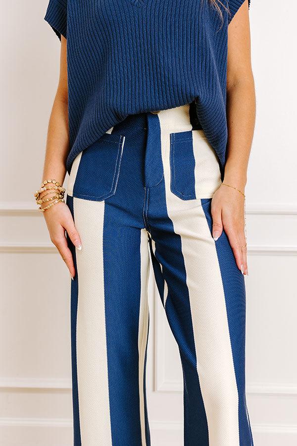 Impressions The Kendal High Waist Stripe Pants In Royal Blue