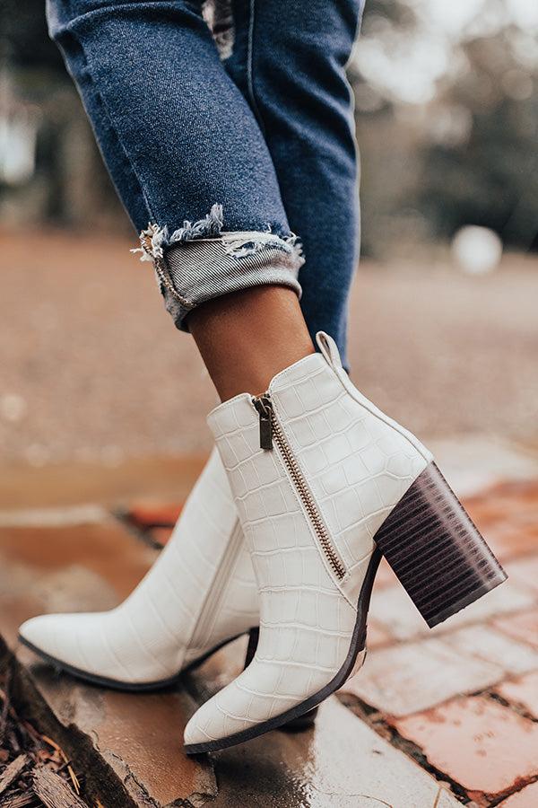 Impressions The Kentucky Faux Leather Bootie In Ivory