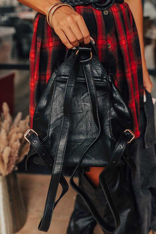 Impressions The Kenzo Faux Leather Fringe Backpack In Black