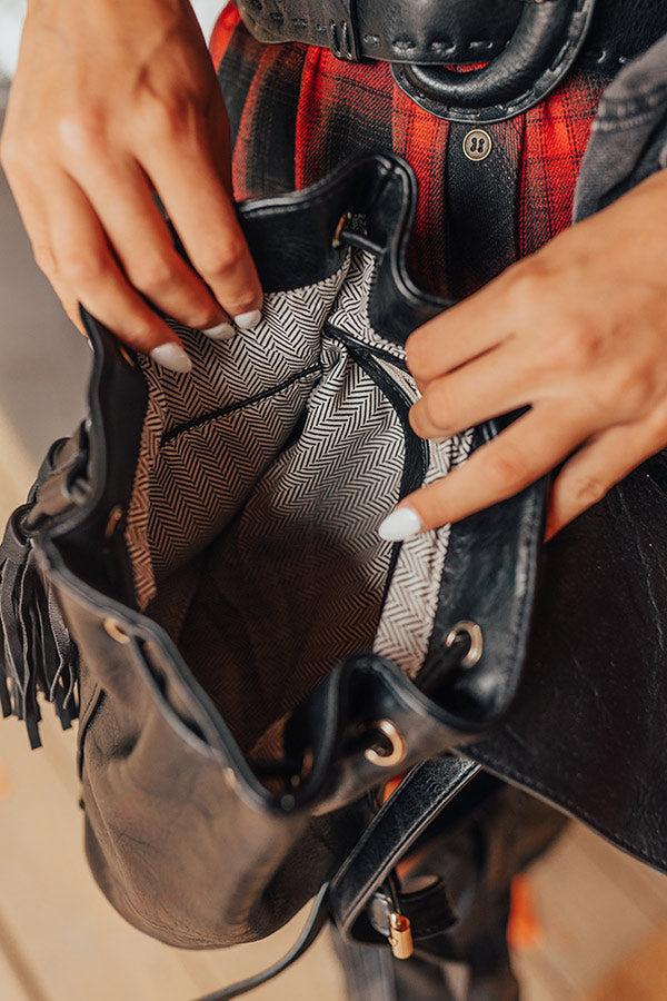 Impressions The Kenzo Faux Leather Fringe Backpack In Black