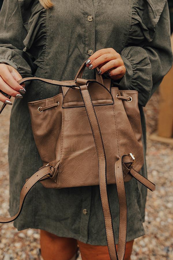Impressions The Kenzo Faux Leather Fringe Backpack In Taupe