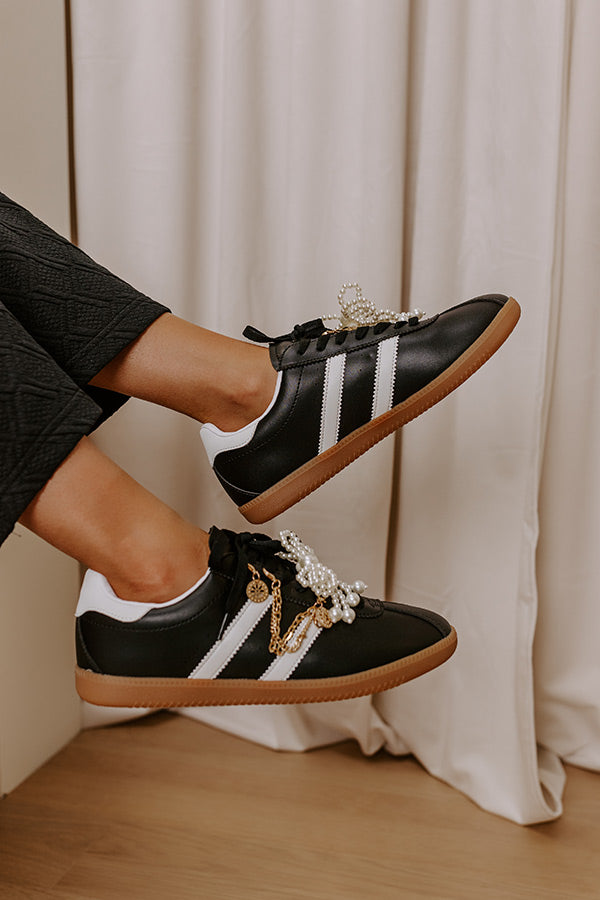 Impressions The Kimber Faux Leather Charm Sneakers in Black