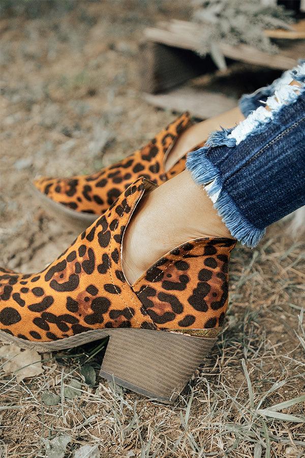 Impressions The Kimber Faux Suede Bootie In Leopard