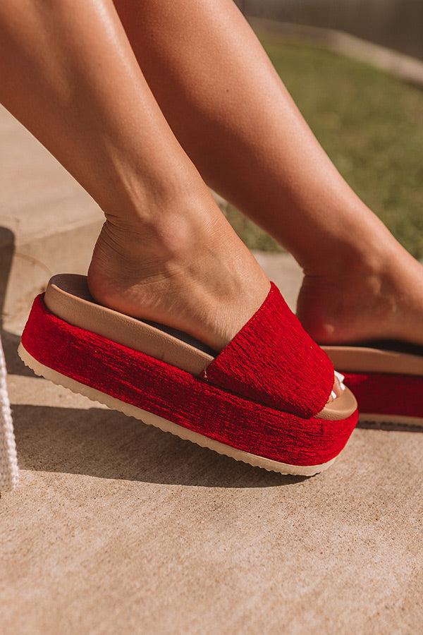 Impressions The Lainey Chenille Woven Platform Sandal In Crimson