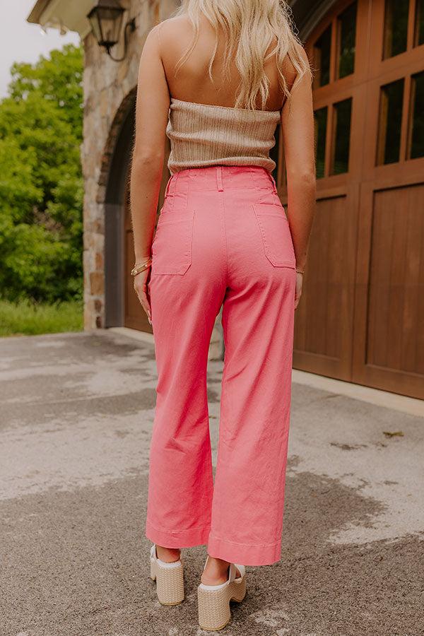 Impressions The Lainey High Waist Straight Leg Pants In Bubblegum Pink