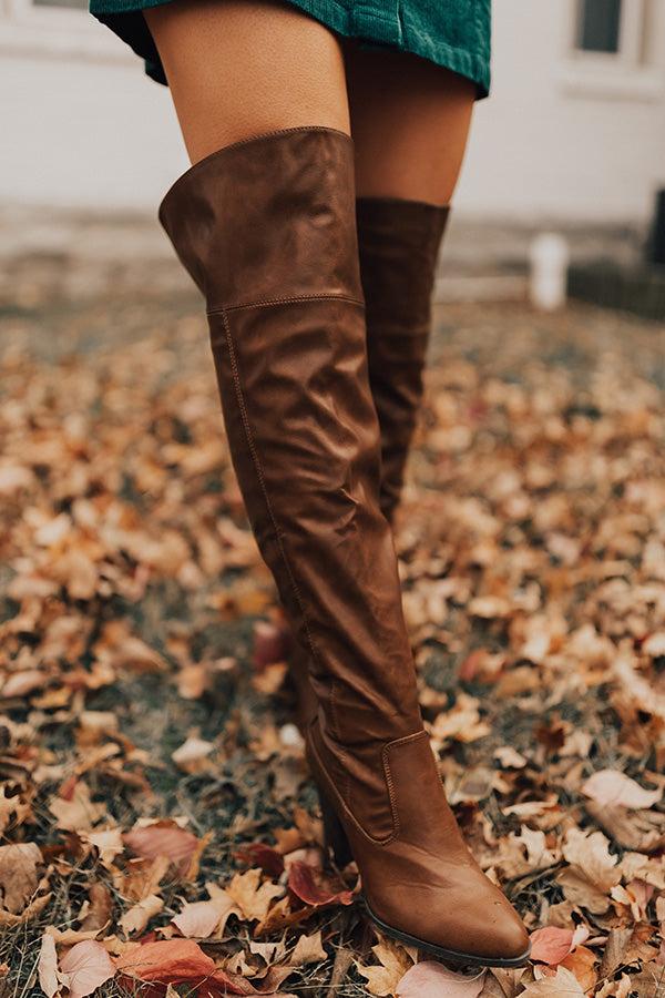 Impressions The Lakelynn Faux Leather Thigh High Boot In Brown