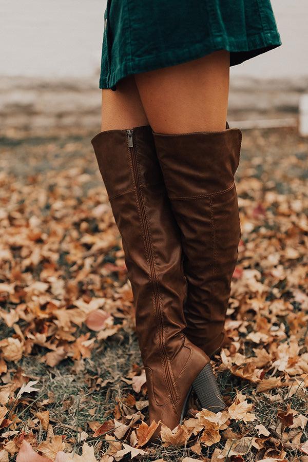 Impressions The Lakelynn Faux Leather Thigh High Boot In Brown