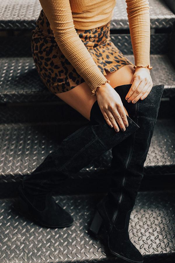 Impressions The Lakelynn Faux Suede Thigh High Boot In Black