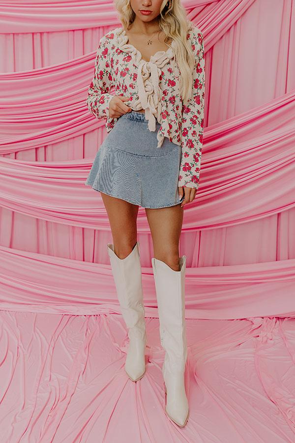 Impressions The Lana High Waist Denim Skort In Medium Wash