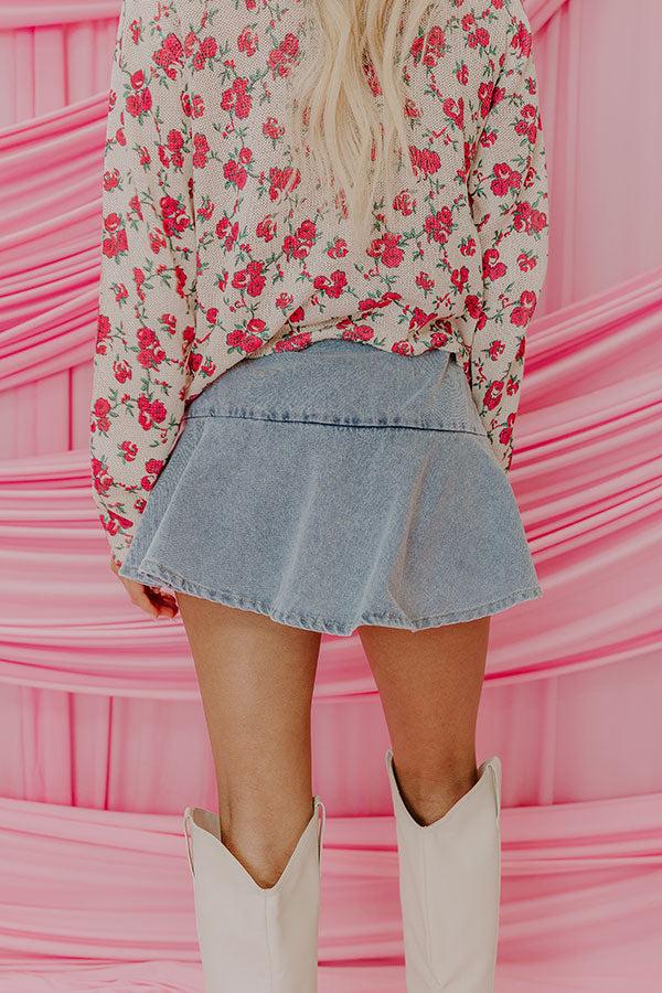 Impressions The Lana High Waist Denim Skort In Medium Wash