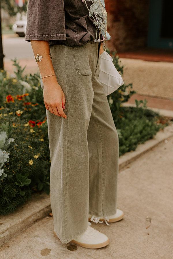 Impressions The Lana High Waist Wide Leg Jean In Martini Olive