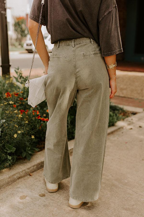 Impressions The Lana High Waist Wide Leg Jean In Martini Olive