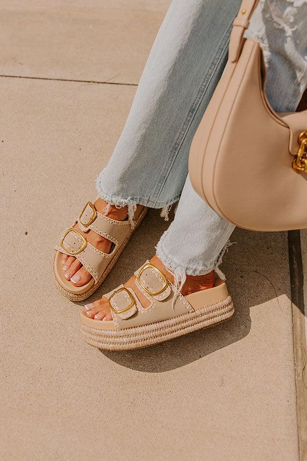 Impressions The Livy Faux Nubuck Platform Sandal In Taupe