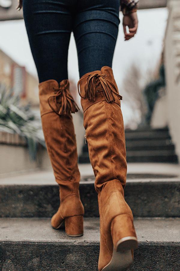 Impressions The London Faux Suede Over The Knee Boot In Copper