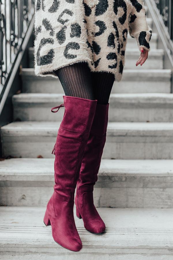 Impressions The London Faux Suede Over The Knee Boot In Merlot