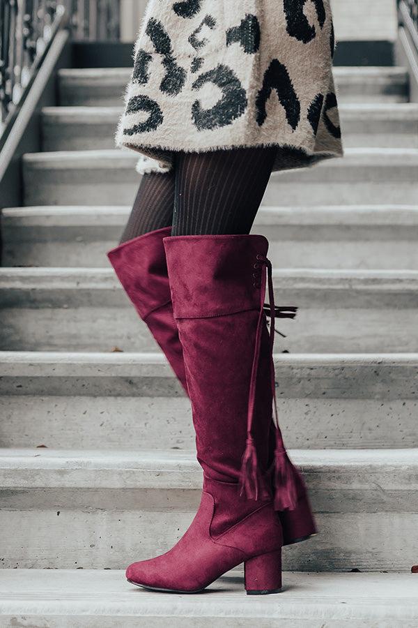 Impressions The London Faux Suede Over The Knee Boot In Merlot