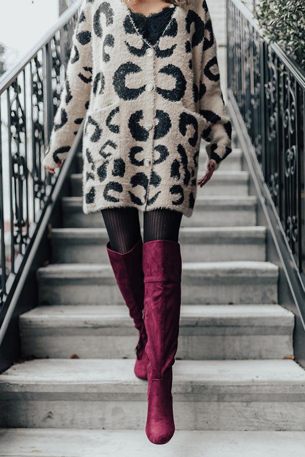Impressions The London Faux Suede Over The Knee Boot in Merlot