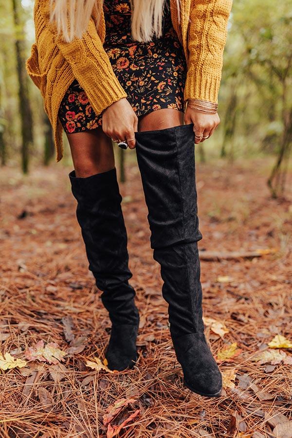 Impressions The Lonnie Thigh High Faux Suede Boot In Black