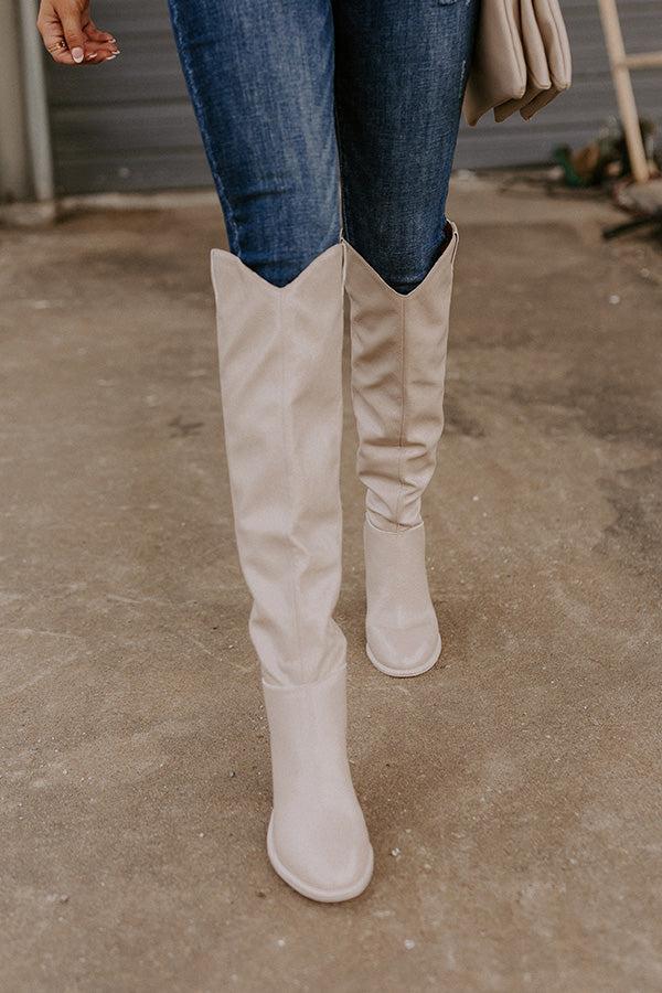 Impressions The Lucas Faux Leather Knee High Boot In Birch