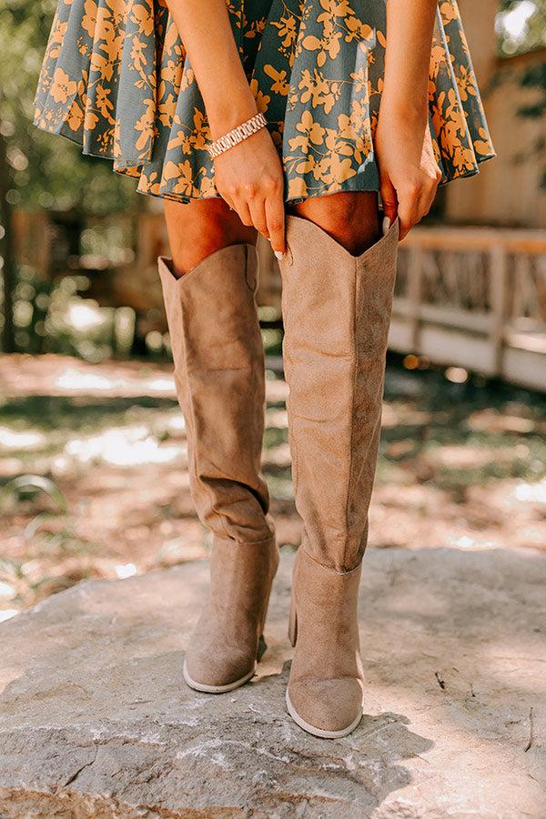 Impressions The Lucas Faux Suede Knee High Boot In Taupe