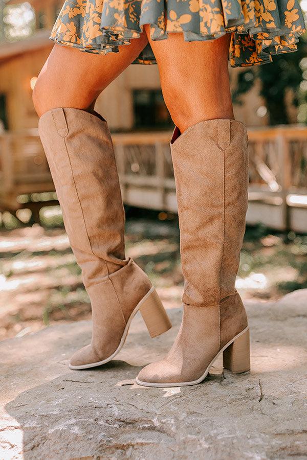 Impressions The Lucas Faux Suede Knee High Boot In Taupe