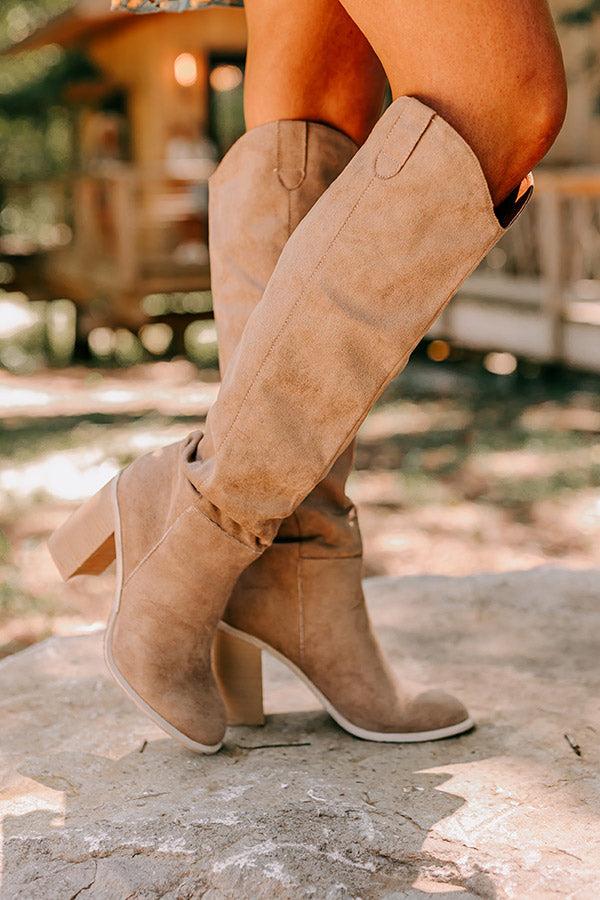 Impressions The Lucas Faux Suede Knee High Boot In Taupe