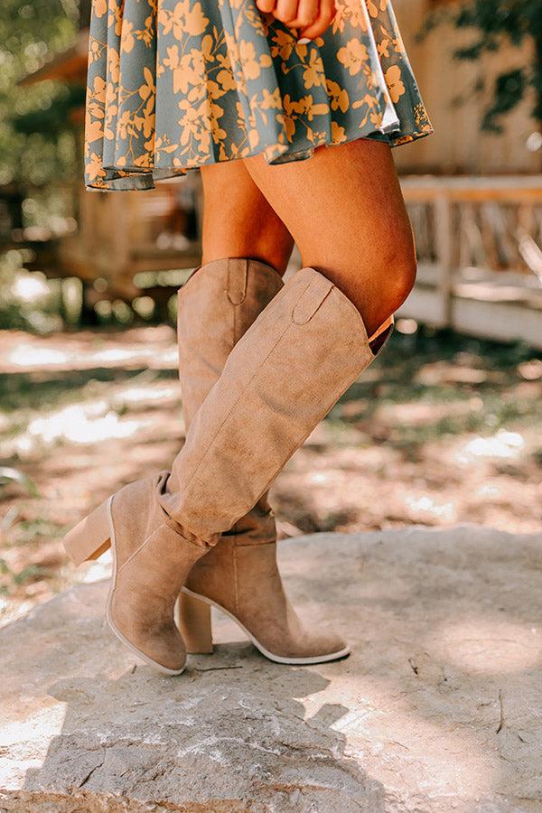 Impressions The Lucas Faux Suede Knee High Boot in Taupe