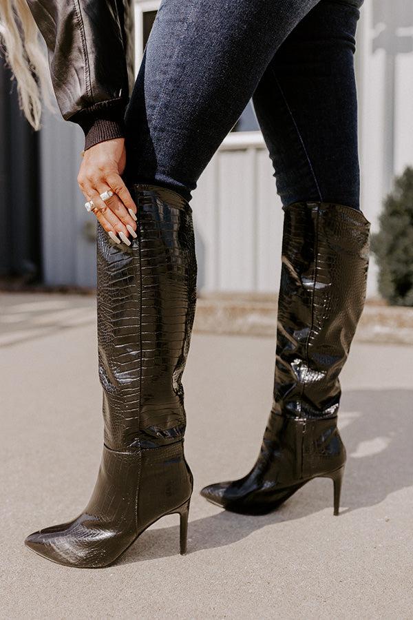 Impressions The Luella Faux Leather Knee High Boot In Black