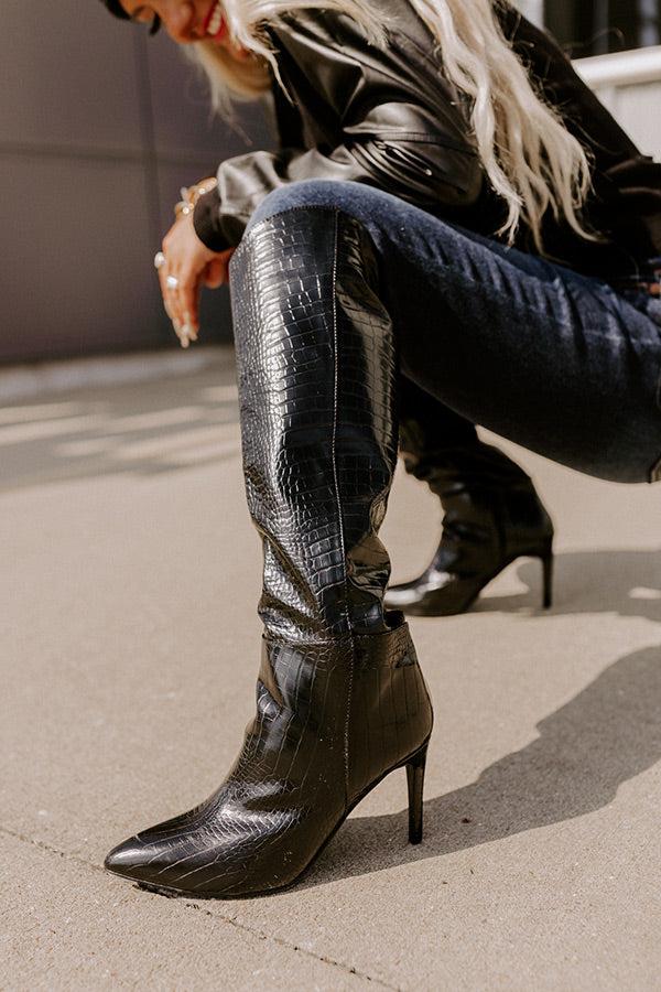 Impressions The Luella Faux Leather Knee High Boot In Black