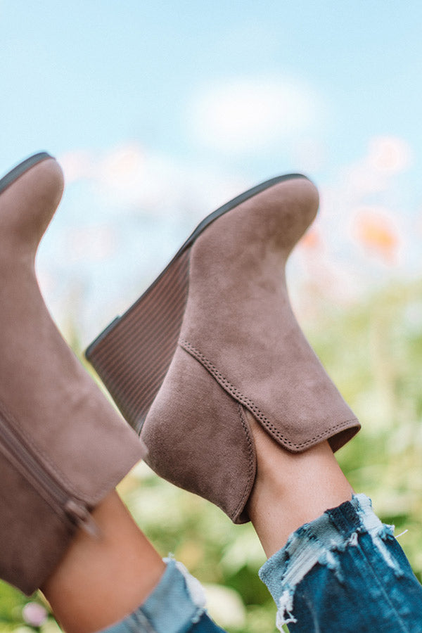 Impressions The Macon Faux Suede Bootie In Dark Taupe