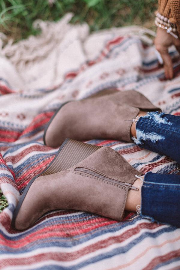 Impressions The Macon Faux Suede Bootie In Dark Taupe