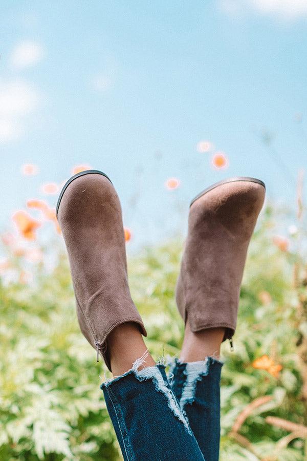 Impressions The Macon Faux Suede Bootie In Dark Taupe