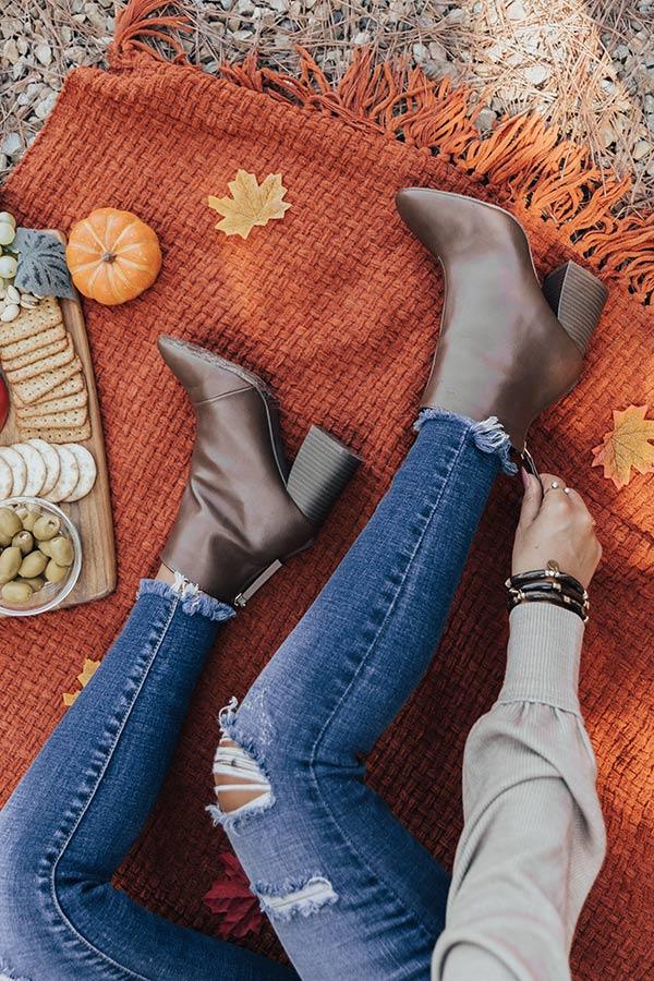 Impressions The Madeline Faux Leather Bootie In Brown