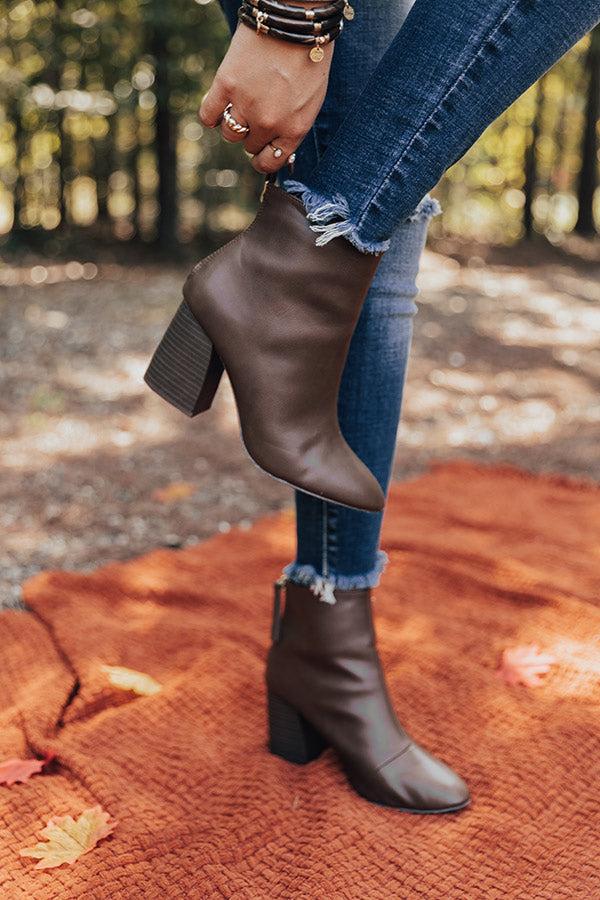 Impressions The Madeline Faux Leather Bootie In Brown