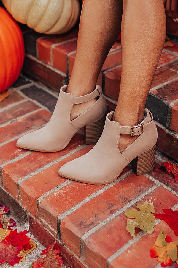 Impressions The Madelyn Faux Nubuck Bootie In Warm Taupe