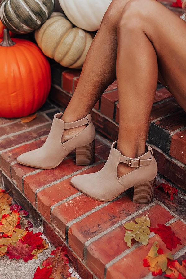 Impressions The Madelyn Faux Nubuck Bootie in Warm Taupe