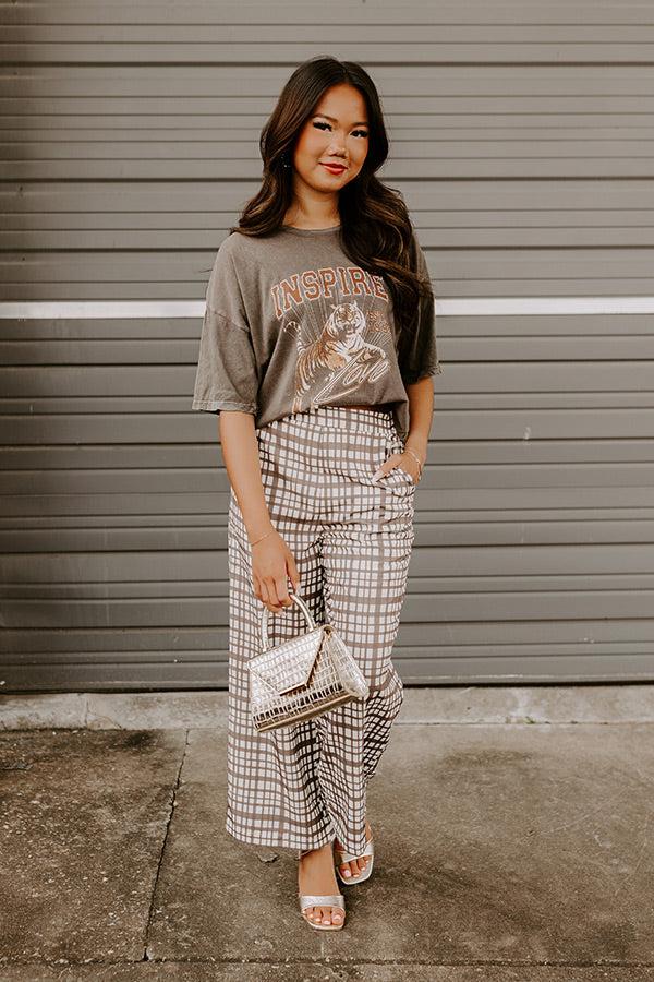 Impressions The Madison High Waist Plaid Pants In Mocha