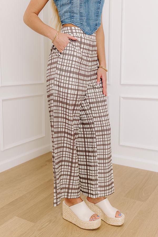 Impressions The Madison High Waist Plaid Pants In Mocha