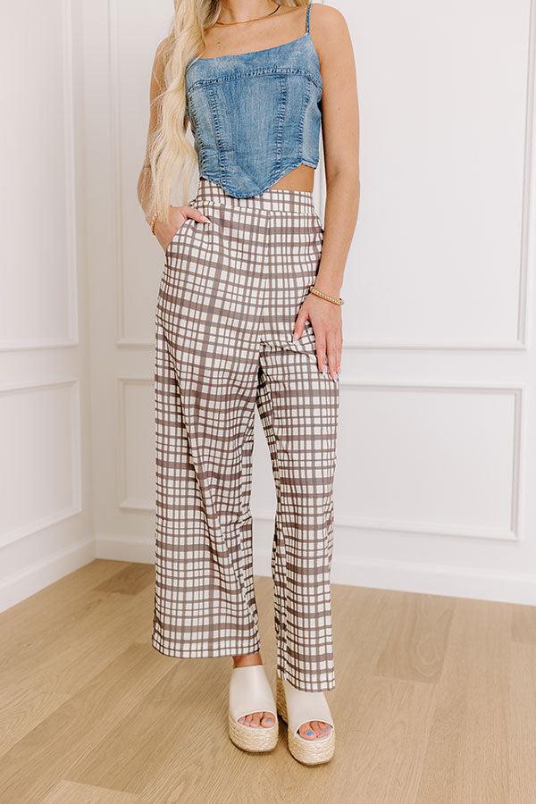 Impressions The Madison High Waist Plaid Pants In Mocha