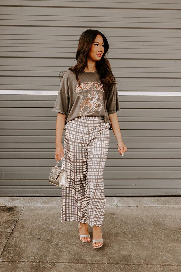 Impressions The Madison High Waist Plaid Pants in Mocha