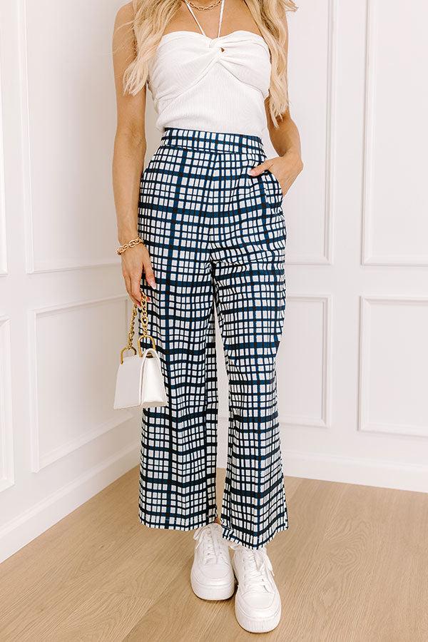 Impressions The Madison High Waist Plaid Pants In Navy