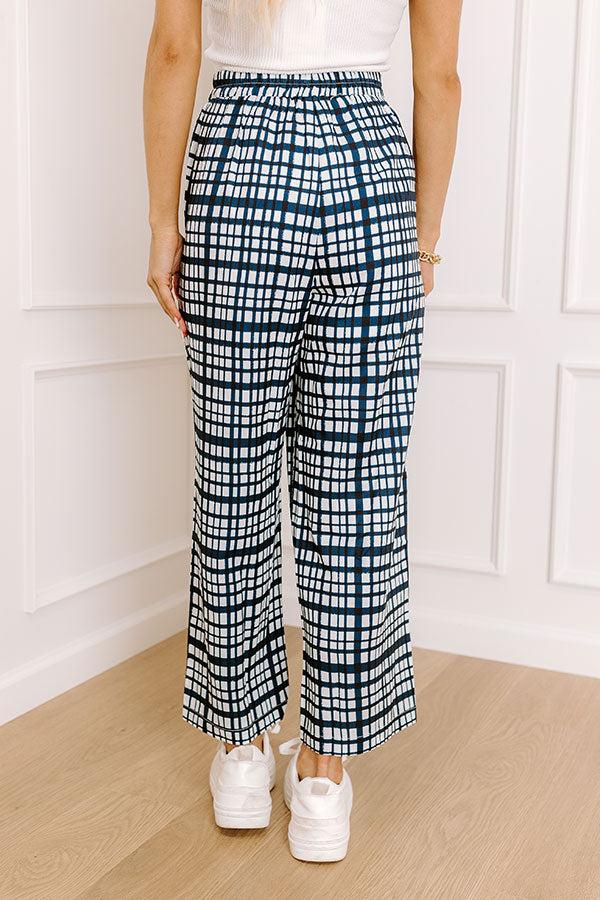 Impressions The Madison High Waist Plaid Pants In Navy