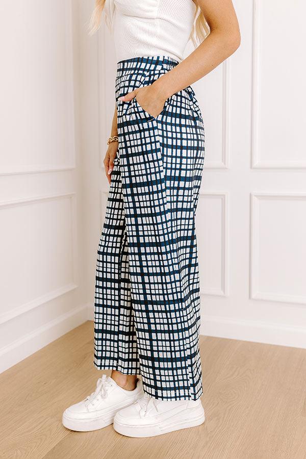 Impressions The Madison High Waist Plaid Pants In Navy