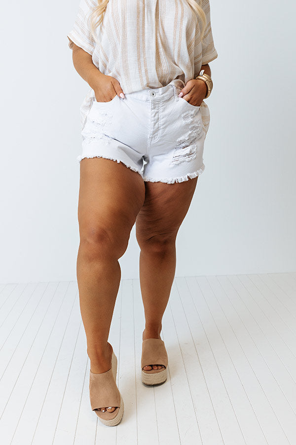 Impressions The Mardi High Waist Distressed Shorts Curves