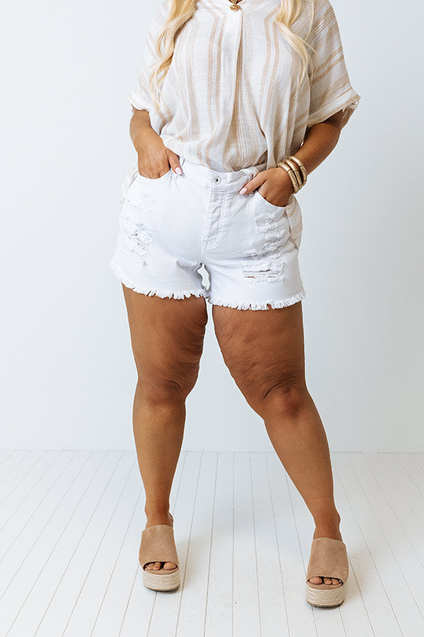 Impressions The Mardi High Waist Distressed Shorts Curves